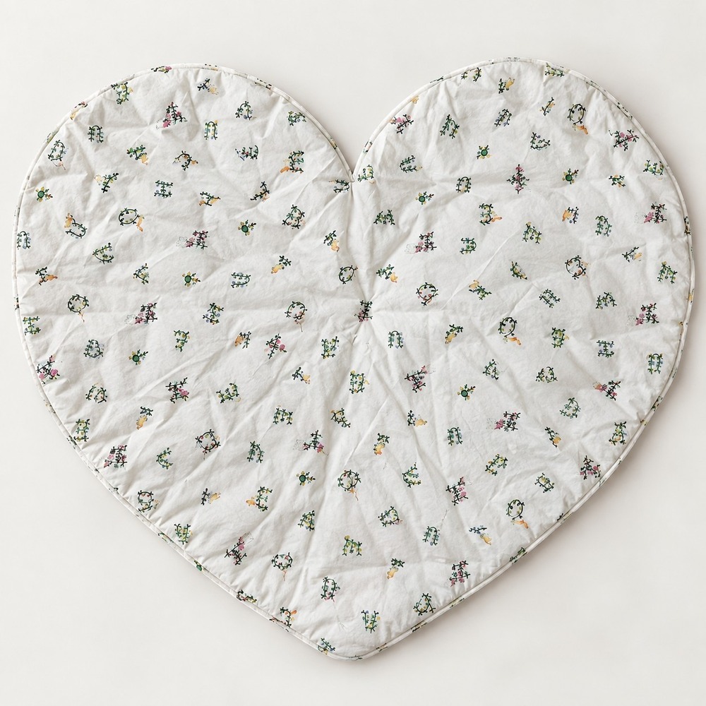 Hill House Home Heart Shaped Baby Padded Mat Floral Botanical Cotton Nursery